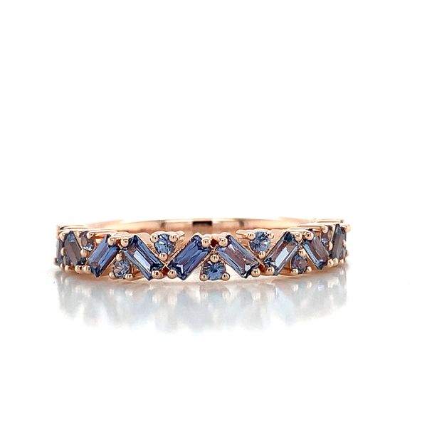 Baguette And Round Zig Zag Natural Yogo Sapphire Ring Image 4 Geralds Jewelry Oak Harbor, WA