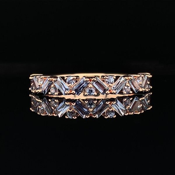 Baguette And Round Zig Zag Natural Yogo Sapphire Ring Geralds Jewelry Oak Harbor, WA