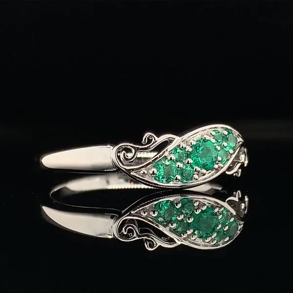 Custom AAA Emerald Bypass Ring With Scrolling Accents Image 3 Geralds Jewelry Oak Harbor, WA