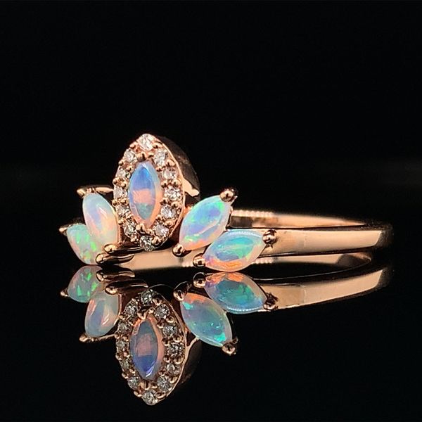 Australian Opal And Diamond Accented Chevron Ring Image 2 Geralds Jewelry Oak Harbor, WA