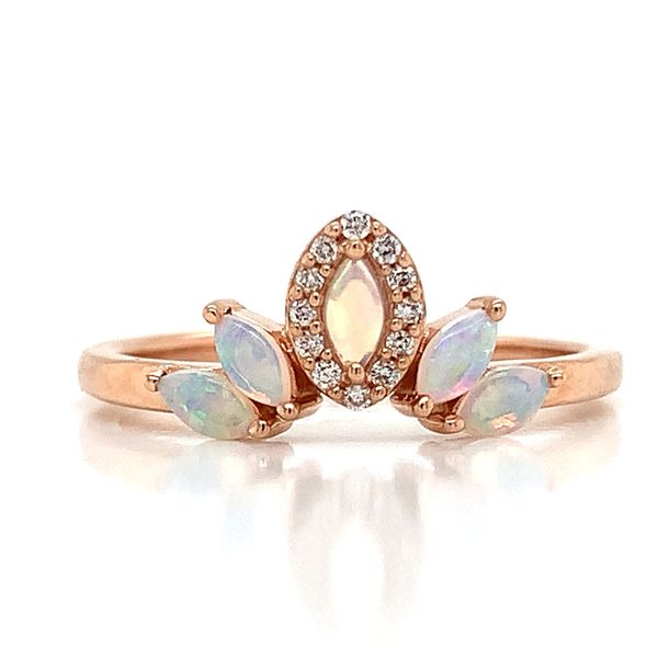 Australian Opal And Diamond Accented Chevron Ring Image 4 Geralds Jewelry Oak Harbor, WA