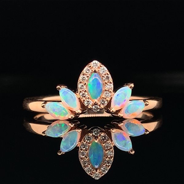 Australian Opal And Diamond Accented Chevron Ring Geralds Jewelry Oak Harbor, WA