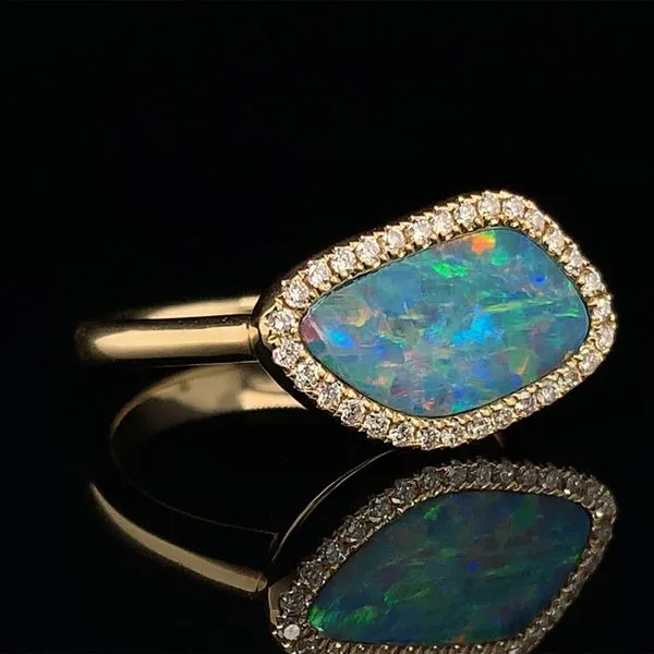 Australian Opal Doublet And Diamond Ring Image 3 Geralds Jewelry Oak Harbor, WA