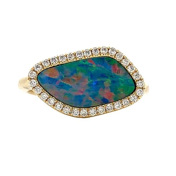 Australian Opal Doublet And Diamond Ring Image 4 Geralds Jewelry Oak Harbor, WA