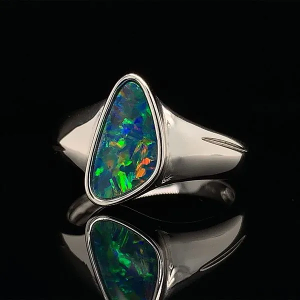 Triangular Australian Opal Doublet Ring Image 2 Geralds Jewelry Oak Harbor, WA