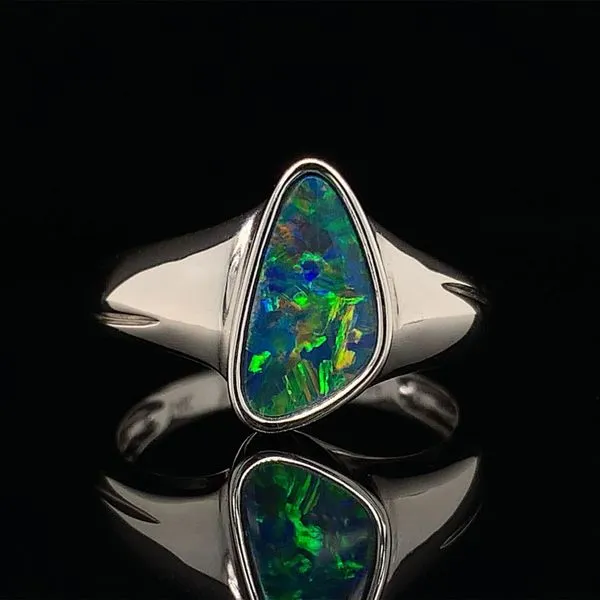 Triangular Australian Opal Doublet Ring Geralds Jewelry Oak Harbor, WA