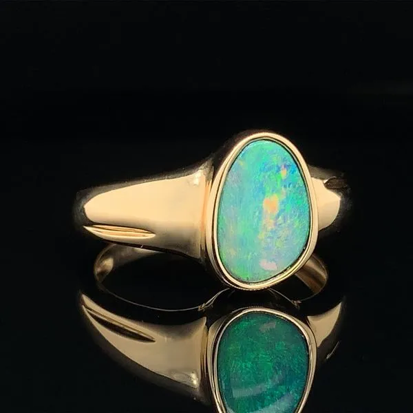 Bezel Set Australian Opal Doublet Ring Image 3 Geralds Jewelry Oak Harbor, WA