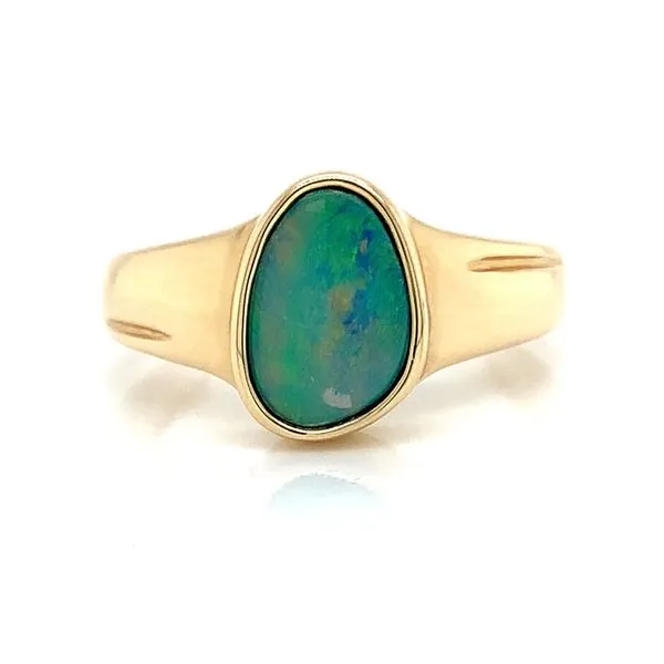 Bezel Set Australian Opal Doublet Ring Image 4 Geralds Jewelry Oak Harbor, WA