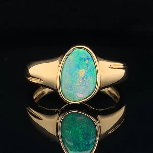 Bezel Set Australian Opal Doublet Ring Geralds Jewelry Oak Harbor, WA