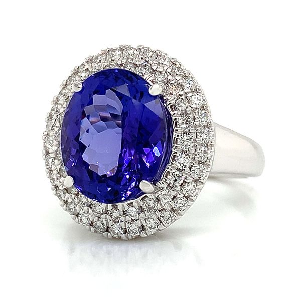 Tanzanite And Double Diamond Halo Ring Image 5 Geralds Jewelry Oak Harbor, WA
