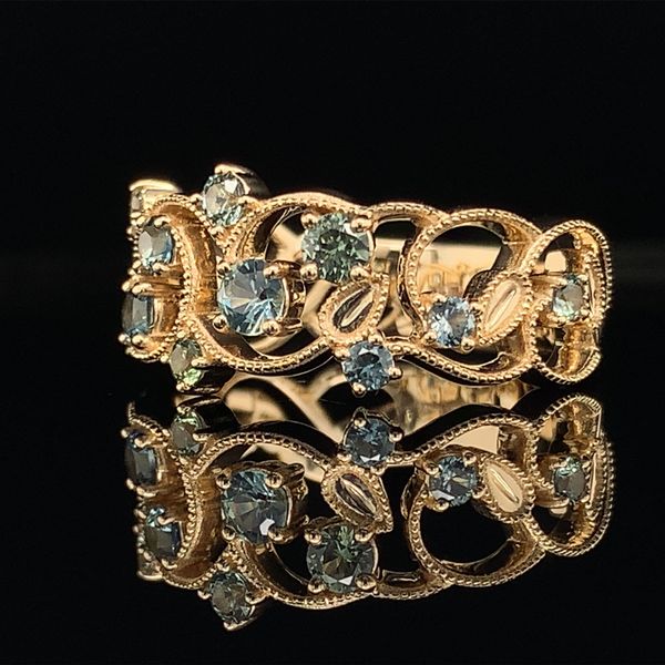 Montana Sapphire Filigree Yellow Gold Ring Image 2 Geralds Jewelry Oak Harbor, WA