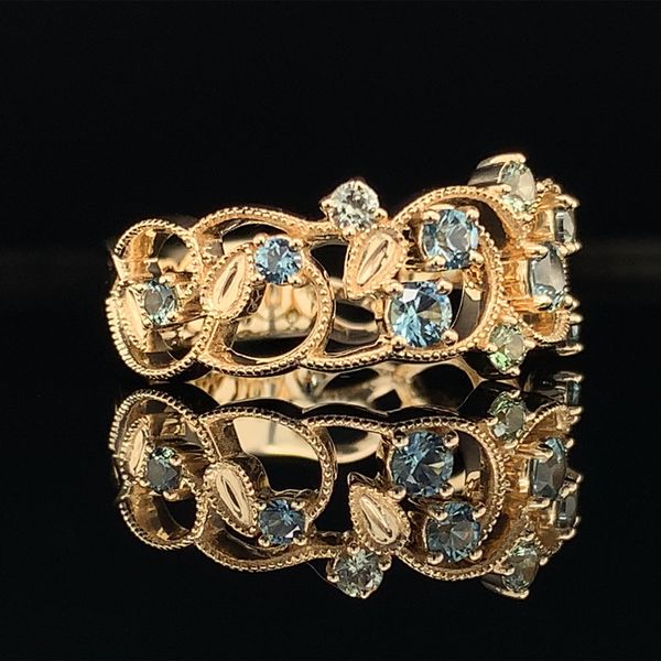 Montana Sapphire Filigree Yellow Gold Ring Image 3 Geralds Jewelry Oak Harbor, WA