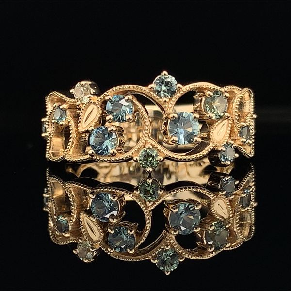 Montana Sapphire Filigree Yellow Gold Ring Geralds Jewelry Oak Harbor, WA