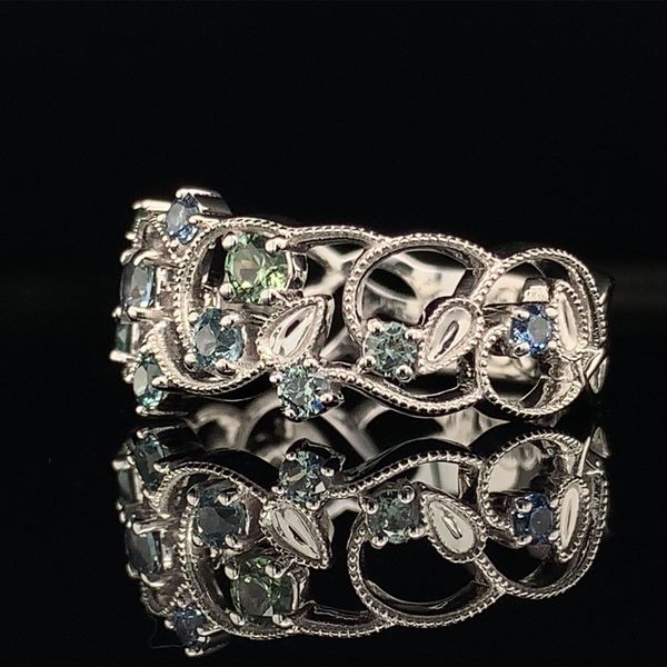 Montana Sapphire Filigree White Gold Ring Image 2 Geralds Jewelry Oak Harbor, WA