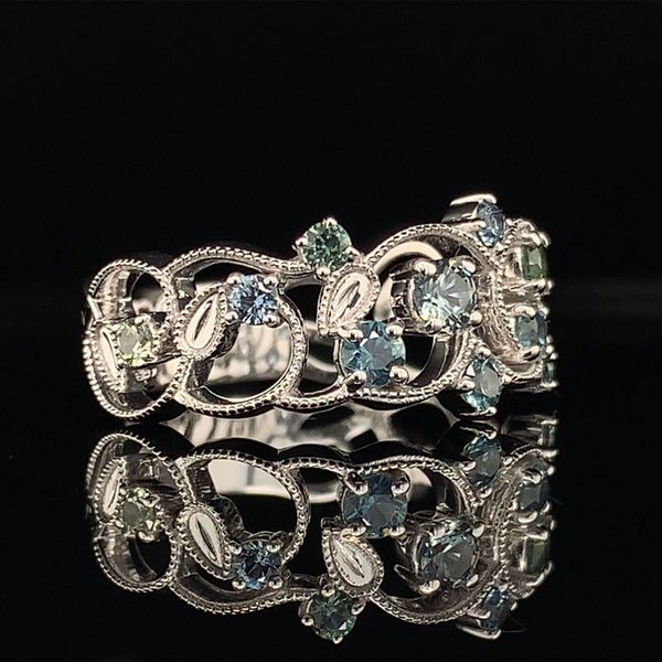 Montana Sapphire Filigree White Gold Ring Image 3 Geralds Jewelry Oak Harbor, WA
