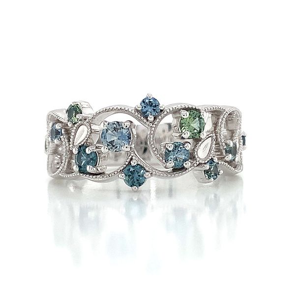 Montana Sapphire Filigree White Gold Ring Image 4 Geralds Jewelry Oak Harbor, WA