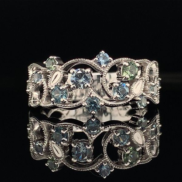Montana Sapphire Filigree White Gold Ring Geralds Jewelry Oak Harbor, WA