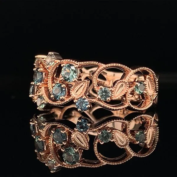 Montana Sapphire Filigree Rose Gold Ring Image 2 Geralds Jewelry Oak Harbor, WA