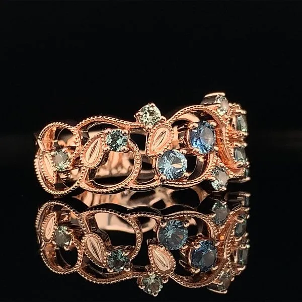 Montana Sapphire Filigree Rose Gold Ring Image 3 Geralds Jewelry Oak Harbor, WA