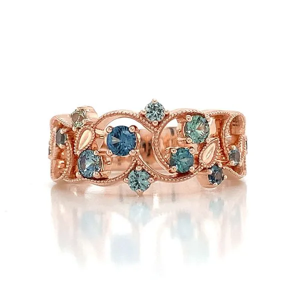 Montana Sapphire Filigree Rose Gold Ring Image 4 Geralds Jewelry Oak Harbor, WA