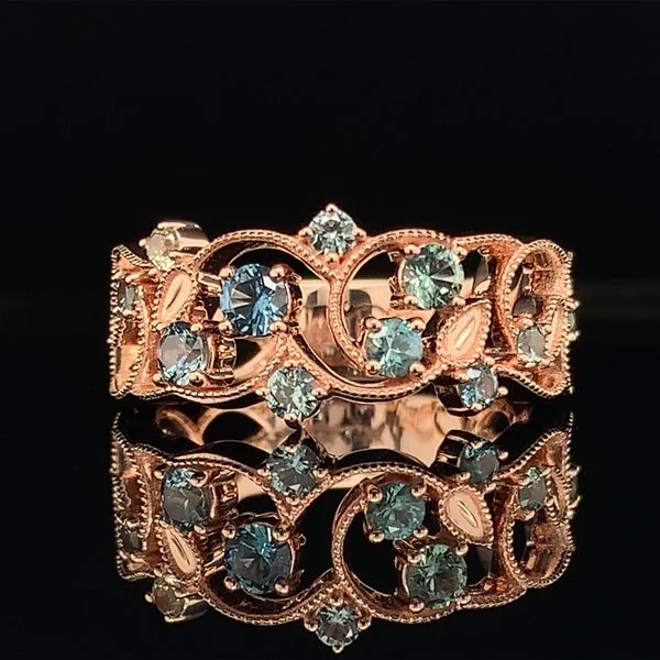 Montana Sapphire Filigree Rose Gold Ring Geralds Jewelry Oak Harbor, WA