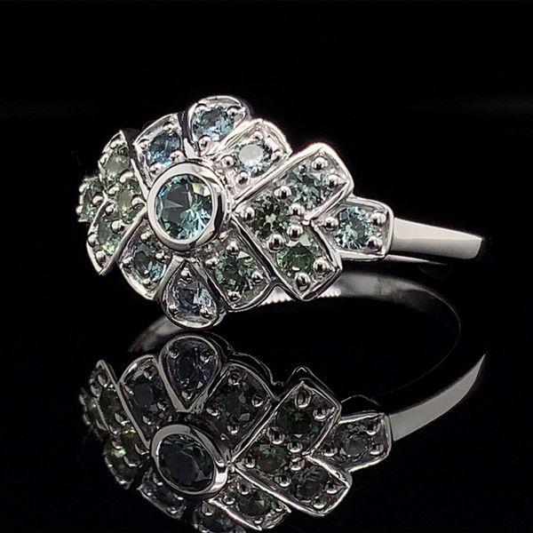 Montana Sapphire Vintage Style White Gold Ring Image 2 Geralds Jewelry Oak Harbor, WA