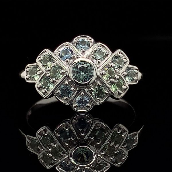 Montana Sapphire Vintage Style White Gold Ring Geralds Jewelry Oak Harbor, WA