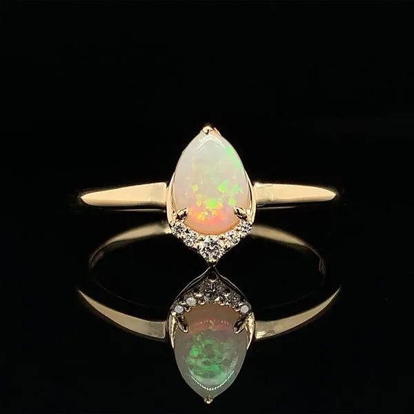 Australian Opal Ring With Diamond Chevron Accent Geralds Jewelry Oak Harbor, WA
