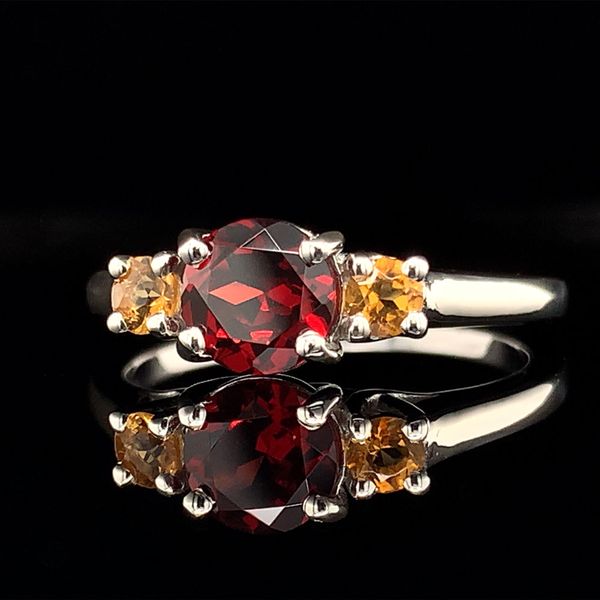 Garnet and Citrine 3 Stone Ring Image 2 Geralds Jewelry Oak Harbor, WA