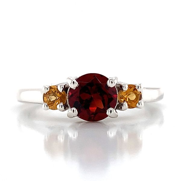 Garnet and Citrine 3 Stone Ring Image 3 Geralds Jewelry Oak Harbor, WA