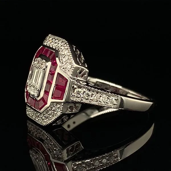 Art Deco Inspired Ruby And Diamond Fashion Ring Image 3 Geralds Jewelry Oak Harbor, WA