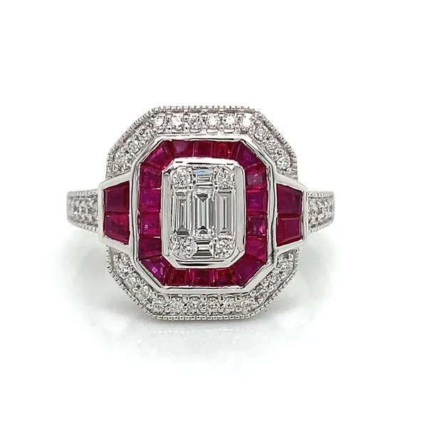 Art Deco Inspired Ruby And Diamond Fashion Ring Image 4 Geralds Jewelry Oak Harbor, WA