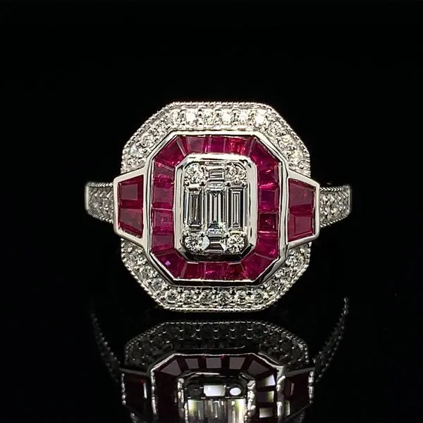 Art Deco Inspired Ruby And Diamond Fashion Ring Geralds Jewelry Oak Harbor, WA