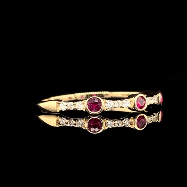 Yellow Gold Alternating Ruby And Diamond Fashion Ring Image 2 Geralds Jewelry Oak Harbor, WA