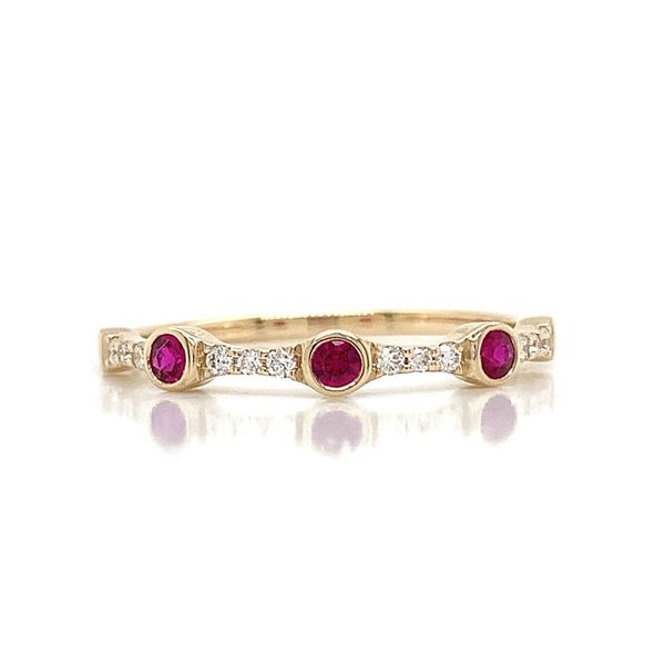 Yellow Gold Alternating Ruby And Diamond Fashion Ring Image 3 Geralds Jewelry Oak Harbor, WA