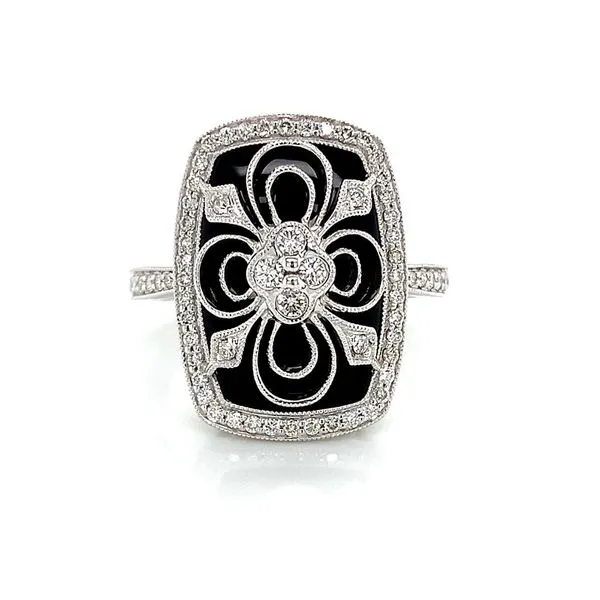 Onyx And Diamond Fashion Ring Image 4 Geralds Jewelry Oak Harbor, WA