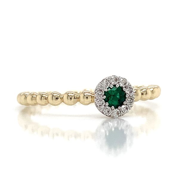 Emerald And Diamond Halo Beaded Ring Image 5 Geralds Jewelry Oak Harbor, WA