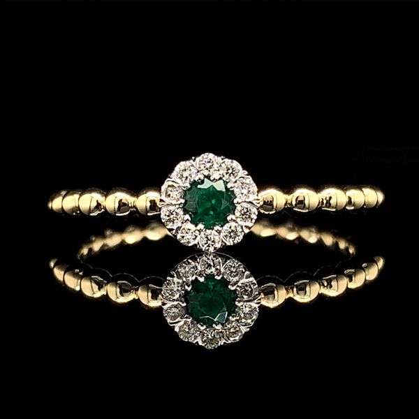 Emerald And Diamond Halo Beaded Ring Geralds Jewelry Oak Harbor, WA