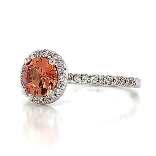 Orange Montana Sapphire And Diamond Halo Ring Image 5 Geralds Jewelry Oak Harbor, WA