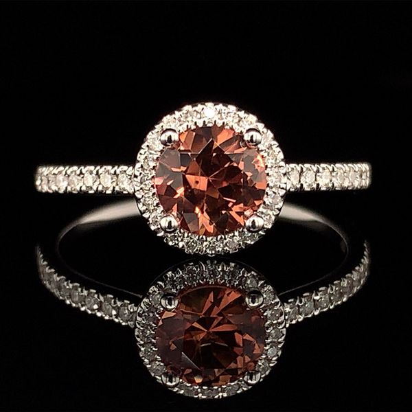 Orange Montana Sapphire And Diamond Halo Ring Geralds Jewelry Oak Harbor, WA