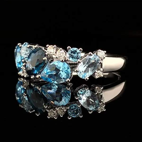 Blue Topaz And Diamond Cluster Ring Image 2 Geralds Jewelry Oak Harbor, WA