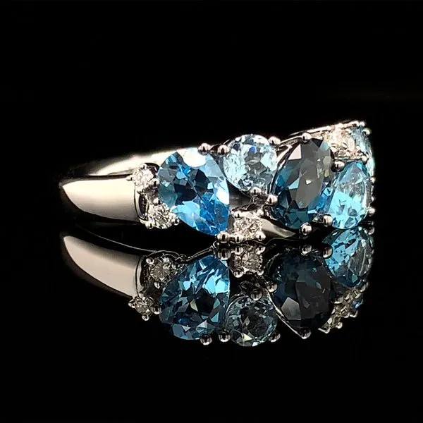 Blue Topaz And Diamond Cluster Ring Image 3 Geralds Jewelry Oak Harbor, WA