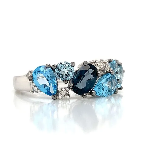 Blue Topaz And Diamond Cluster Ring Image 5 Geralds Jewelry Oak Harbor, WA