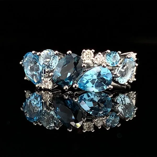 Blue Topaz And Diamond Cluster Ring Geralds Jewelry Oak Harbor, WA
