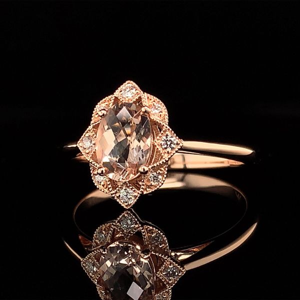 Vintage Inspired Morganite And Diamond Ring Image 2 Geralds Jewelry Oak Harbor, WA