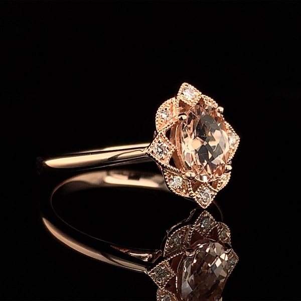 Vintage Inspired Morganite And Diamond Ring Image 3 Geralds Jewelry Oak Harbor, WA