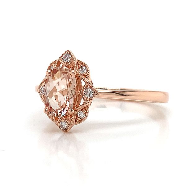 Vintage Inspired Morganite And Diamond Ring Image 5 Geralds Jewelry Oak Harbor, WA