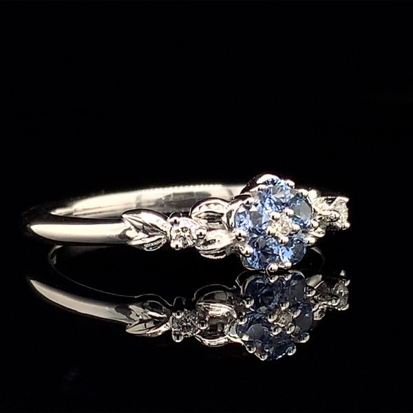 Custom Yogo Sapphire and Diamond Flower Ring Image 3 Geralds Jewelry Oak Harbor, WA