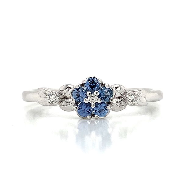 Custom Yogo Sapphire and Diamond Flower Ring Image 4 Geralds Jewelry Oak Harbor, WA