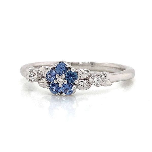 Custom Yogo Sapphire and Diamond Flower Ring Image 5 Geralds Jewelry Oak Harbor, WA